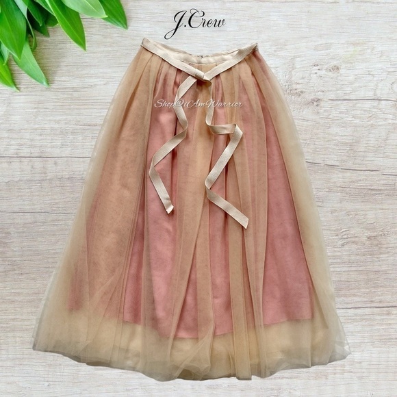 J.Crew NWT pink sorbet ribbon waist tulle ankle length skirt *shop@iamwarrior - Picture 8 of 16